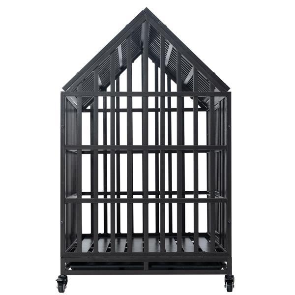 Dog Cage with Roof – Heavy Duty Pet Kennel with Roof Windows for Indoor & Outdoor Use