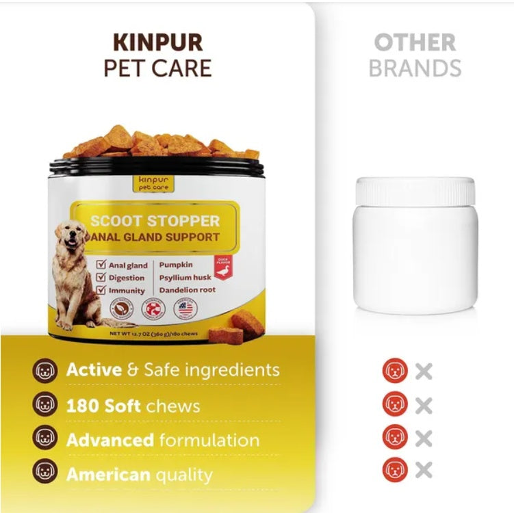Dog Digestive Support Chews – Scoot Stopper Fiber Bites with Pumpkin & Psyllium (180 Count)