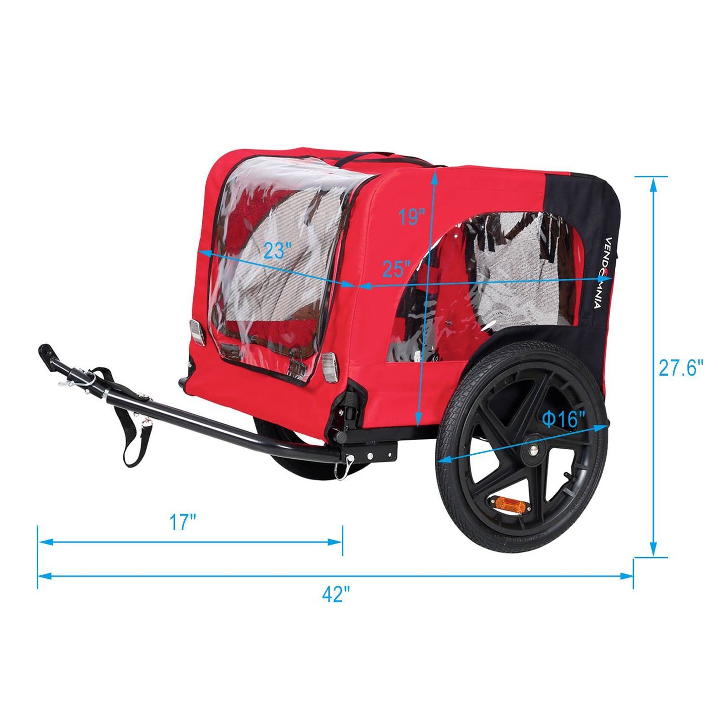 Dog Bicycle Trailer – Foldable Outdoor Pet Carrier with Safety Reflectors