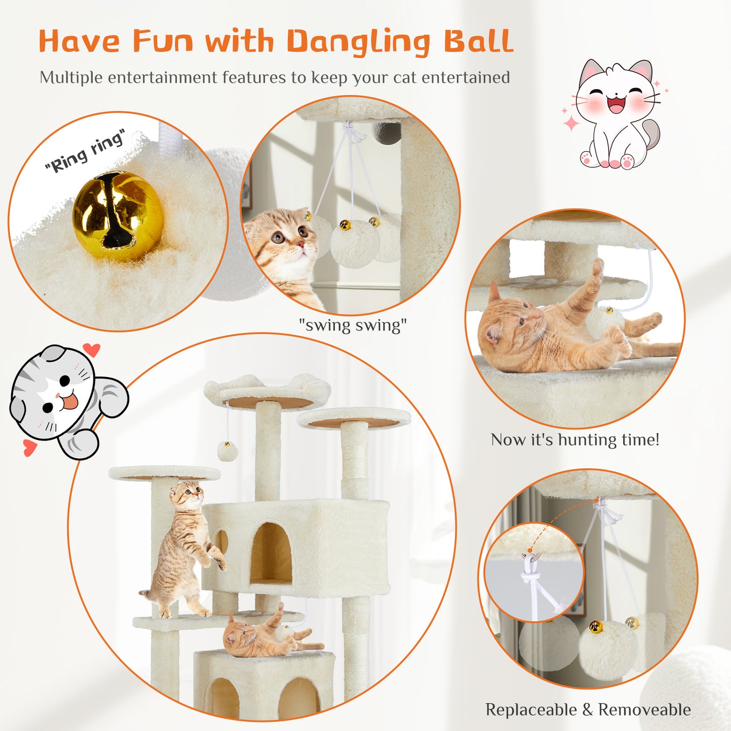 Cat Treehouse Climbing Frame – Multi-Functional Activity Tower for Indoor Cats