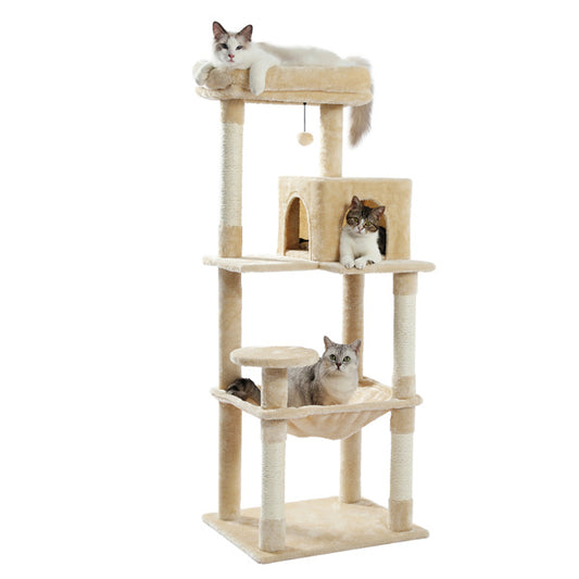 Cat Platform Tower – Multi-Layer Tree with Cozy Bed (Beige)