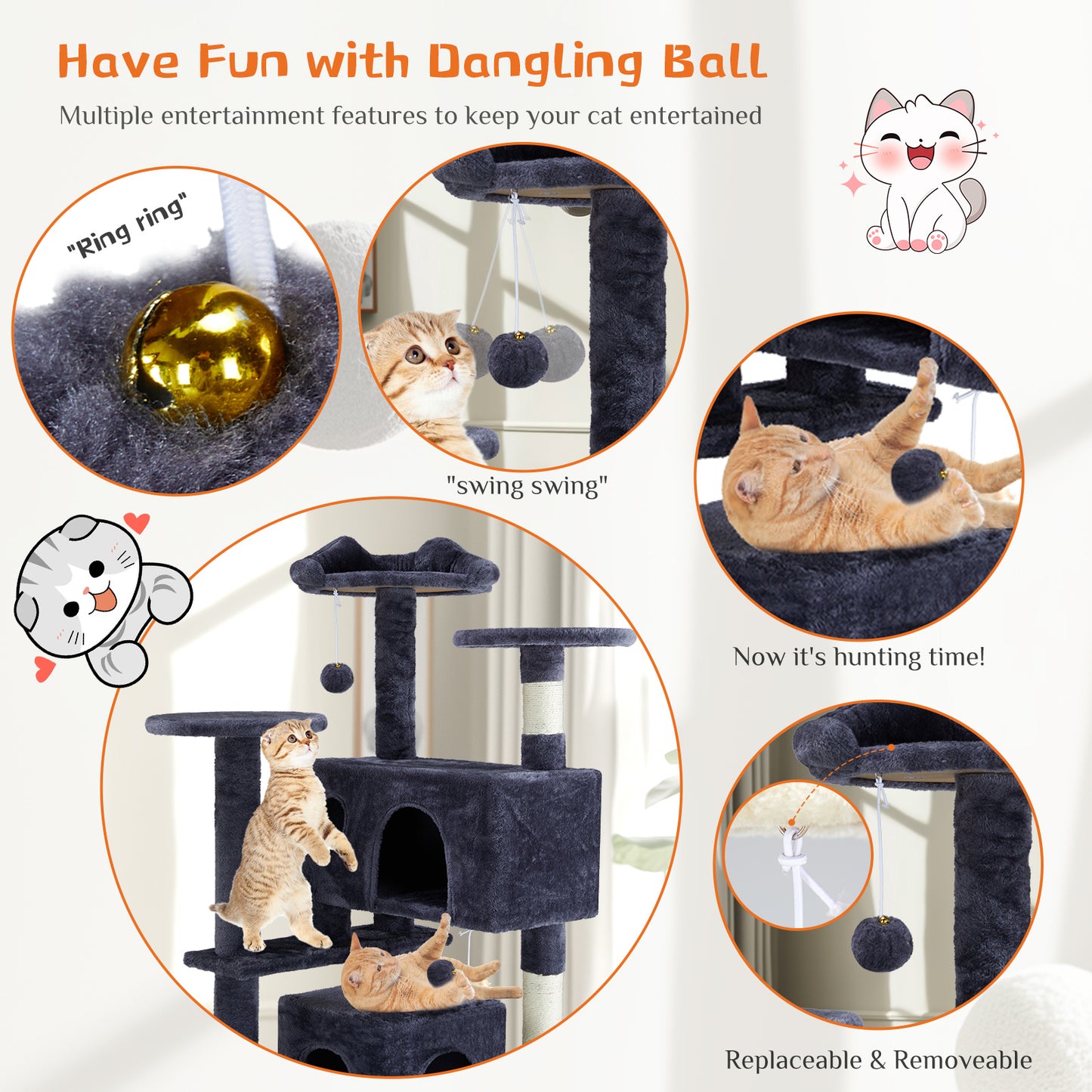 Cat Treehouse Climbing Frame – Multi-Functional Activity Tower for Indoor Cats
