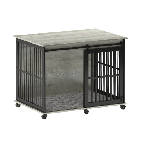Dog Furniture Crate – Stylish Dog Cage with Sliding Iron Door & Comfy Mat