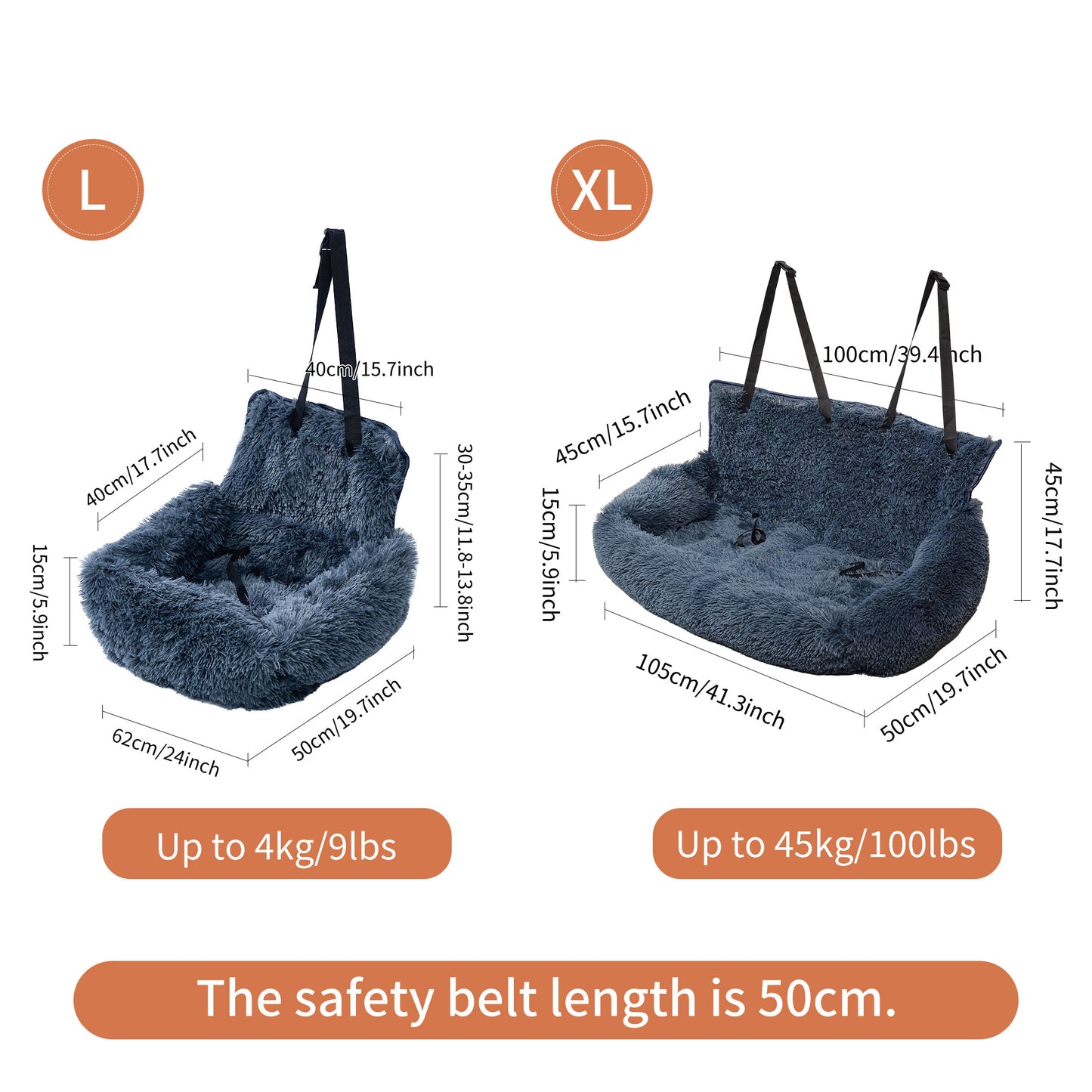 Dog & Small Pet Car Seat – Travel Booster with Seat Belt & Washable Plush Design