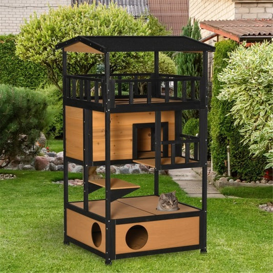 Cat Wooden House – Indoor/Outdoor Cozy Shelter (No Weekend Shipping)