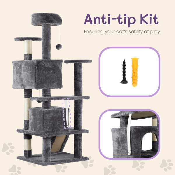 Cat Climbing Tower – 53-Inch Multi-Level Activity Tree for Indoor Cats