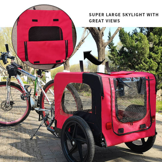 Dog Bicycle Trailer – Foldable Outdoor Pet Carrier with Safety Reflectors