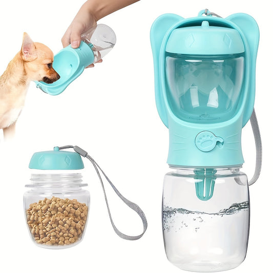 Dog Water Bottle with Food Container – 2-in-1 Leak-Proof Portable Pet Dispenser for Travel & Outdoor Use