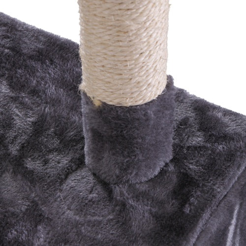 Cat Tower with Plush Perch, Ladder & Play Ball – Indoor Cat Tree (Gray)