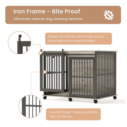 Dog Furniture Crate – Stylish Dog Cage with Sliding Iron Door & Comfy Mat