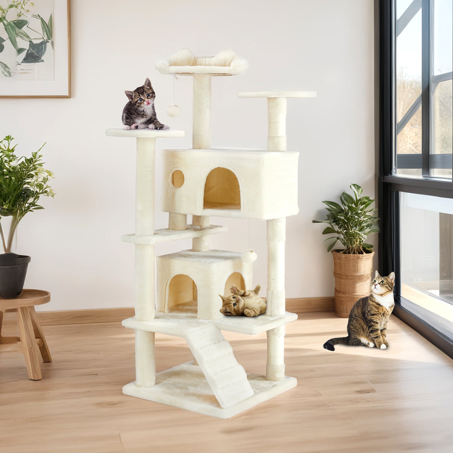 Cat Treehouse Climbing Frame – Multi-Functional Activity Tower for Indoor Cats