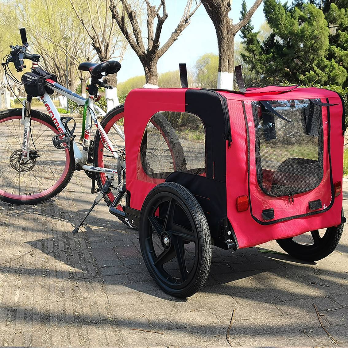 Dog Bicycle Trailer – Foldable Outdoor Pet Carrier with Safety Reflectors
