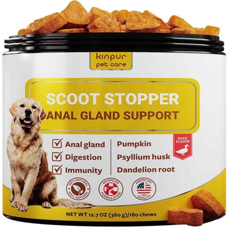 Dog Digestive Support Chews – Scoot Stopper Fiber Bites with Pumpkin & Psyllium (180 Count)