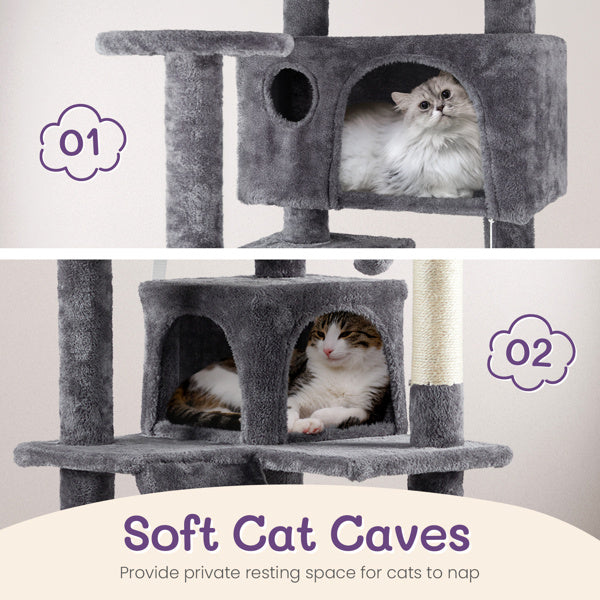 Cat Climbing Tower – 53-Inch Multi-Level Activity Tree for Indoor Cats