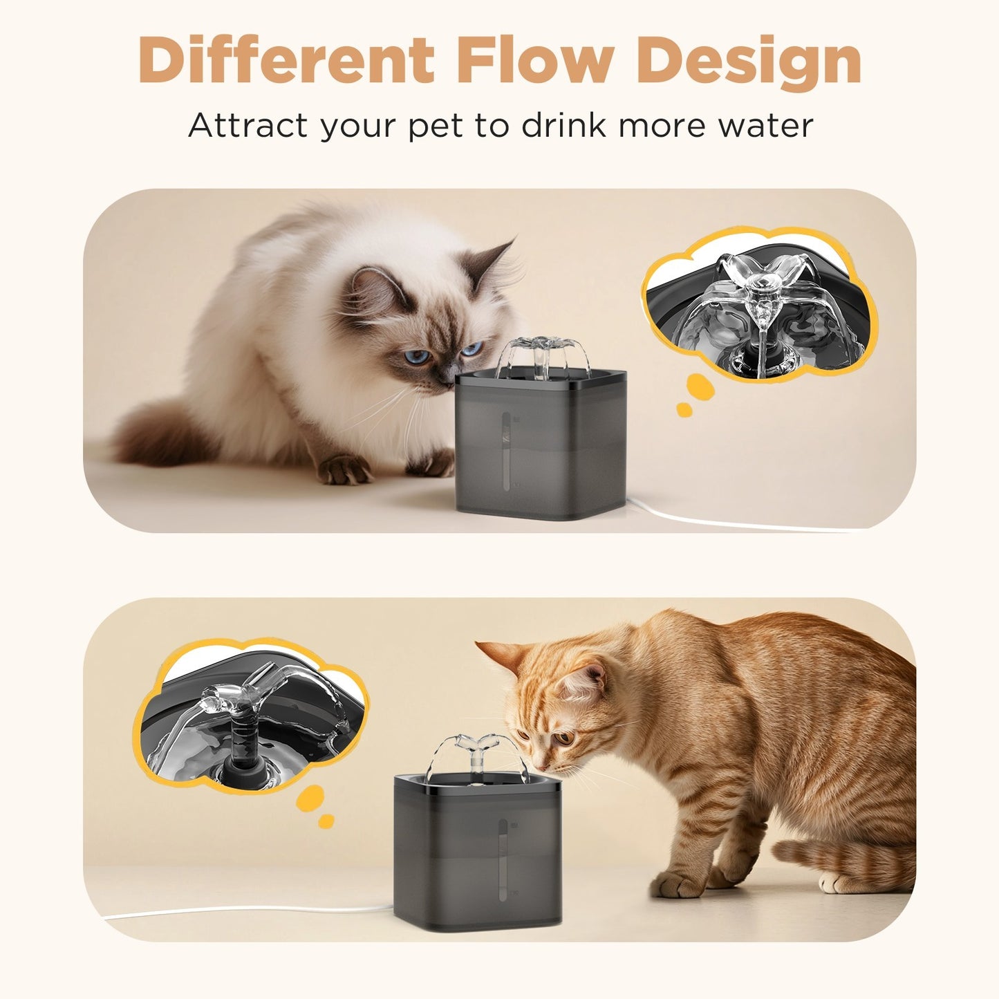 Pet Water Fountain – Stylish Automatic Dispenser with Natural Flow Design