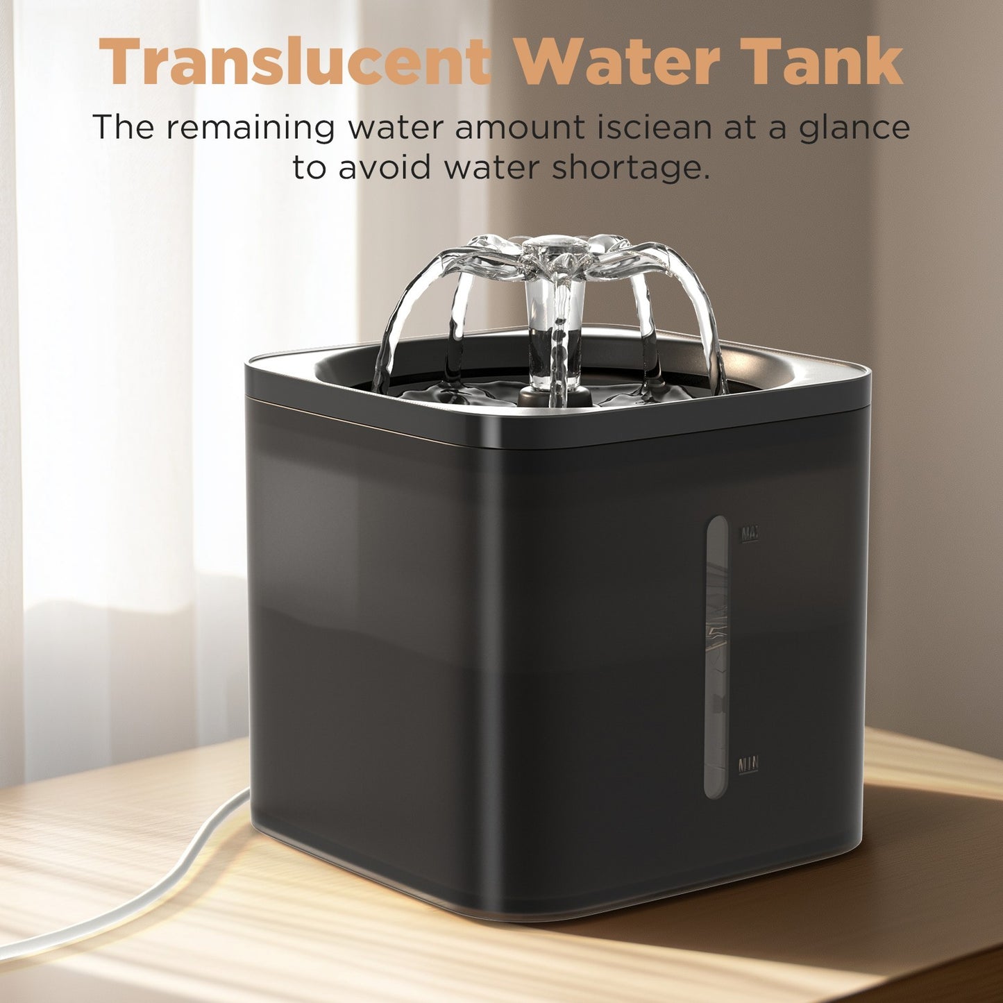 Pet Water Fountain – Stylish Automatic Dispenser with Natural Flow Design